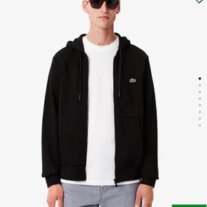 Lacoste Black Zip Hoodie Classic Logo Cotton Blend Size Small